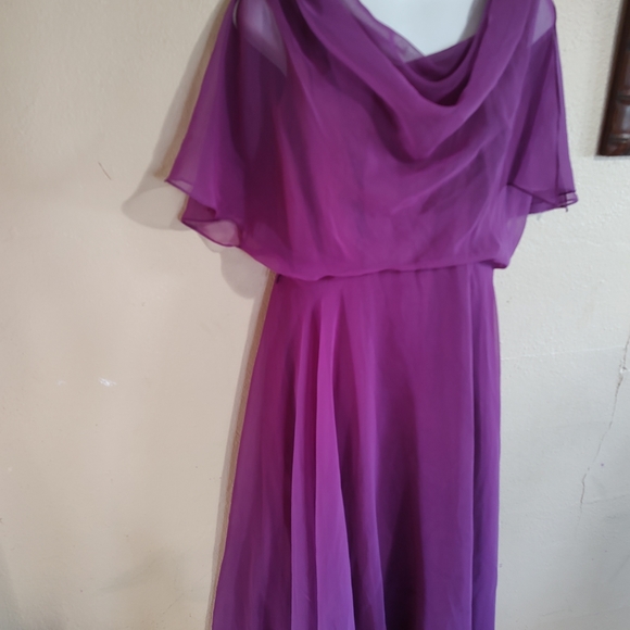 Vntg 80's Purple Chiffon Layered Polyester Prom Dress JCPENNEY Fashions Medium - Picture 12 of 13